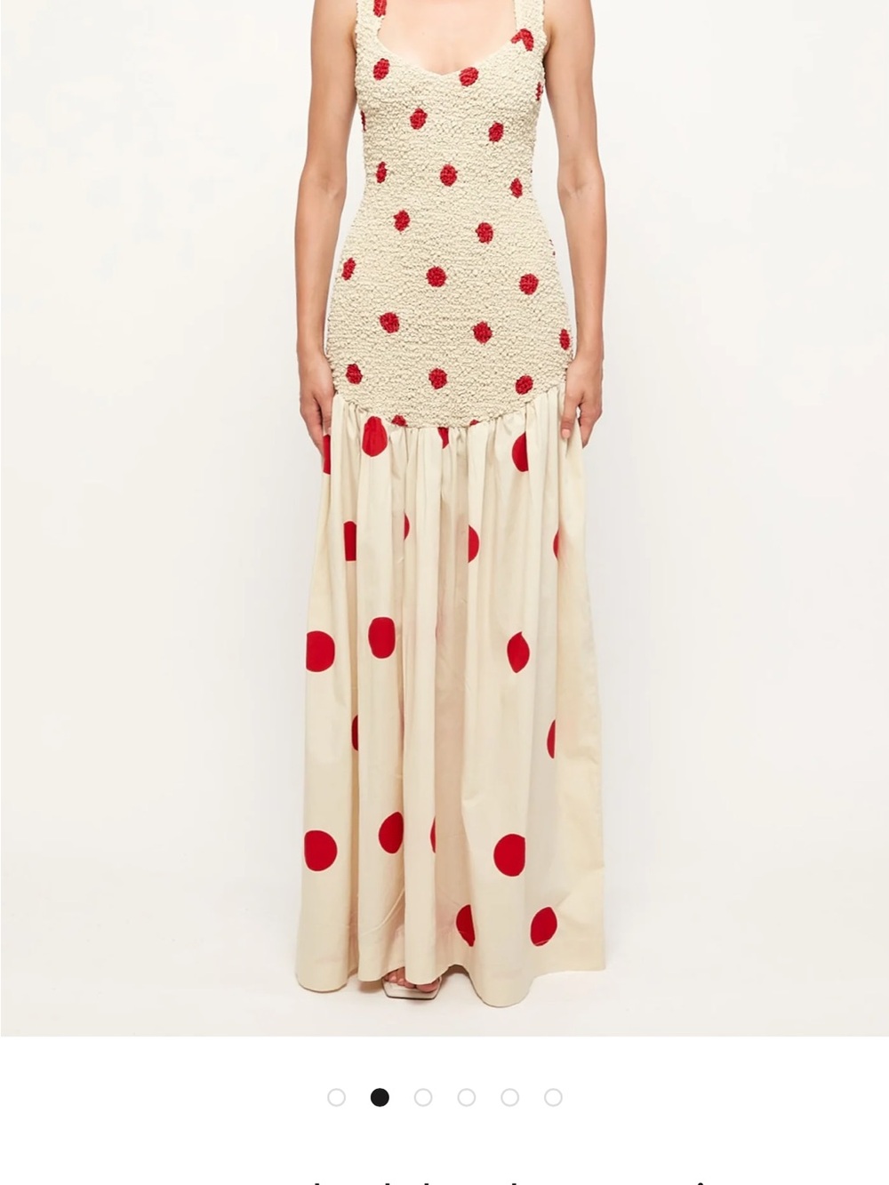 Free People Cream Maxi Dress with Red Polka Dots - Picture 5 of 6